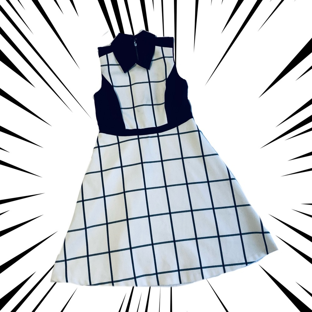 Vintage Black & White Gingham Dress♟